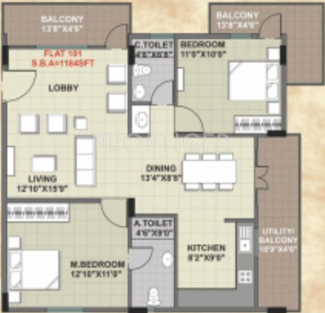 Aashrayaa Crystal (2BHK+2T (1,184 sq ft) 1184 sq ft) Aashrayaa Crystal (2BHK+2T (1,184 sq ft) 1184 sq ft)