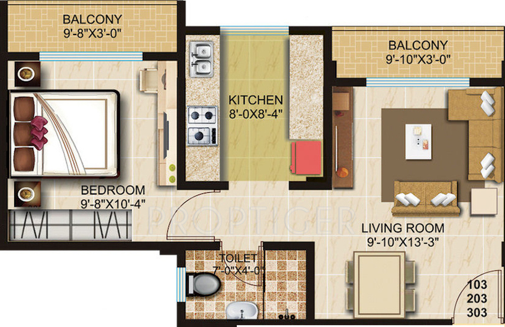 Kiron Magnolia (1BHK+1T (575 sq ft) 575 sq ft) Kiron Magnolia (1BHK+1T (575 sq ft) 575 sq ft)