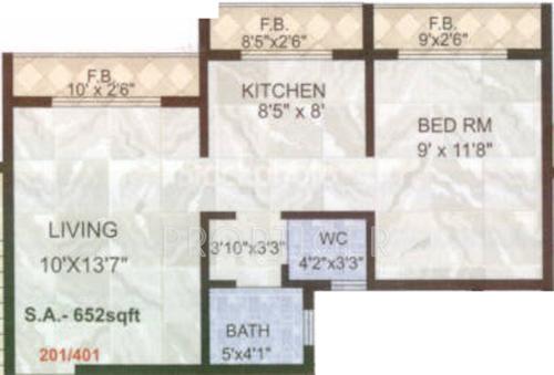 Tirupati Kashish Park (1BHK+1T (652 sq ft) 652 sq ft)