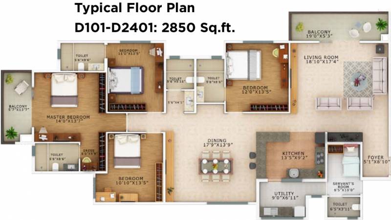 Vaswani Exquisite (4BHK+4T (2,850 sq ft) + Servant Room 2850 sq ft)