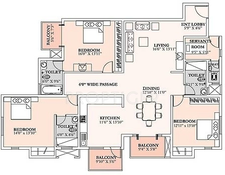 Salarpuria Sattva Aristrocracy (3BHK+3T (2,345 sq ft)   Servant Room 2345 sq ft)