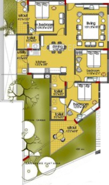 Akruti Antra (3BHK+3T (1,624 sq ft) 1624 sq ft)