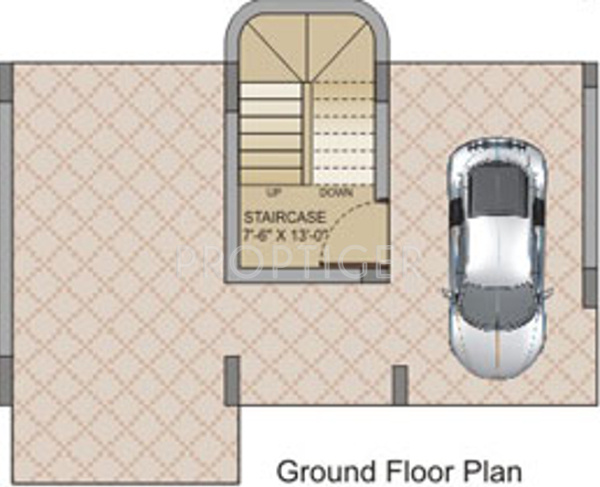M Baria Ambo Vihar Villas Ground Floor Plan (2BHK+4T)