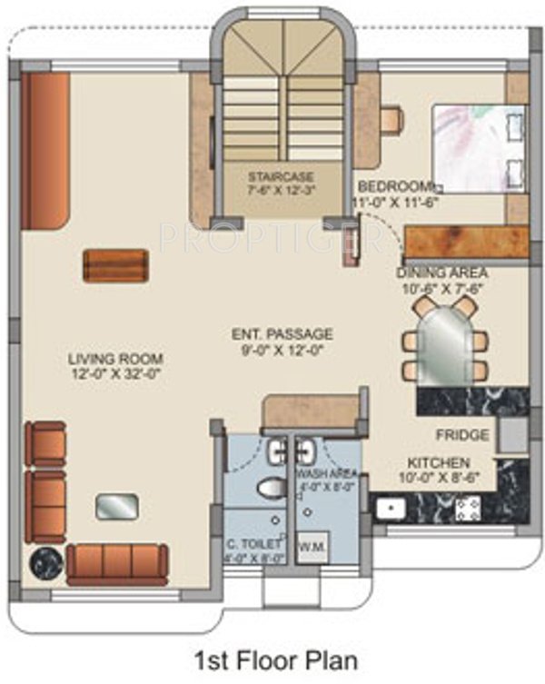 M Baria Ambo Vihar Villas First Floor Plan (3BHK+4T)