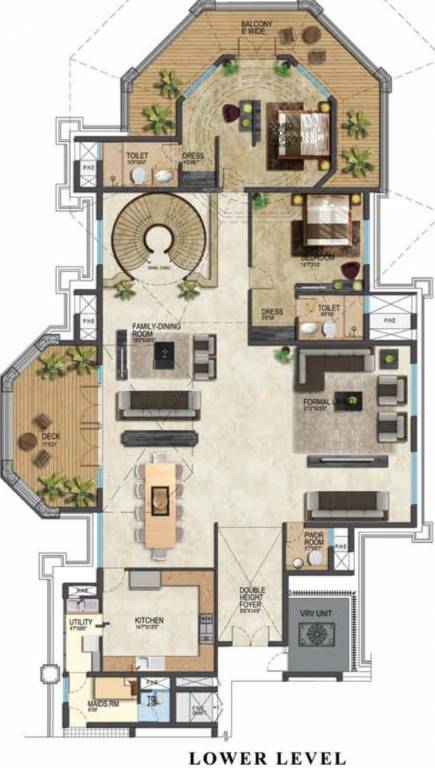 leela residences Floor Plan Lower Level Penthouse Plan