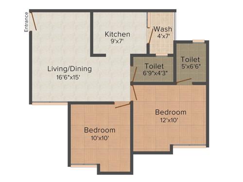 Anchor Yash Arian (2BHK+3T (933 sq ft) + Study Room 933 sq ft)