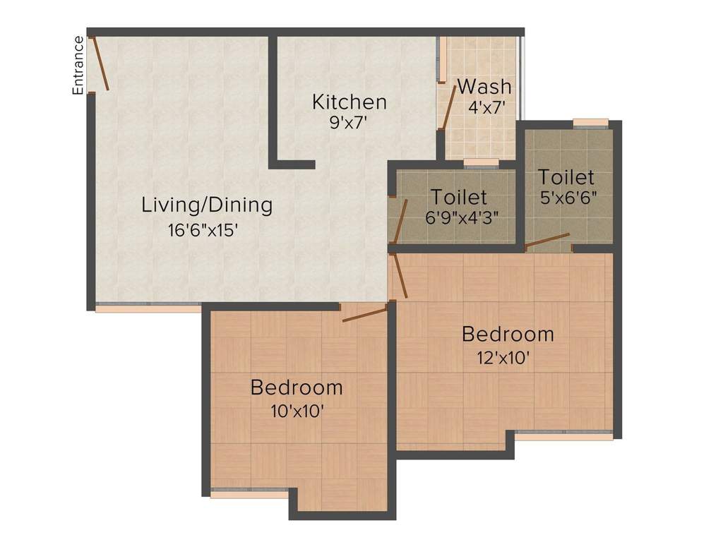 Anchor Yash Arian (2BHK+3T (933 sq ft) + Study Room 933 sq ft)