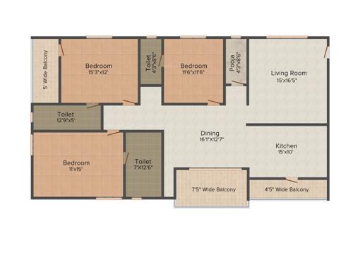 Anuhar Bloom Dale (3BHK+3T (2,300 sq ft)   Pooja Room 2300 sq ft)