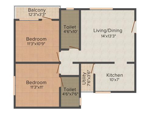 Shivaganga Infra Enfield 2BHK+2T (1,000 sq ft)
