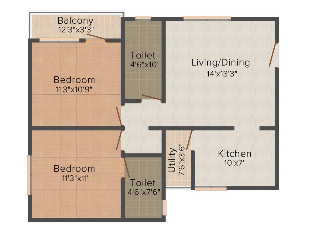 Shivaganga Infra Enfield 2BHK+2T (1,000 sq ft)