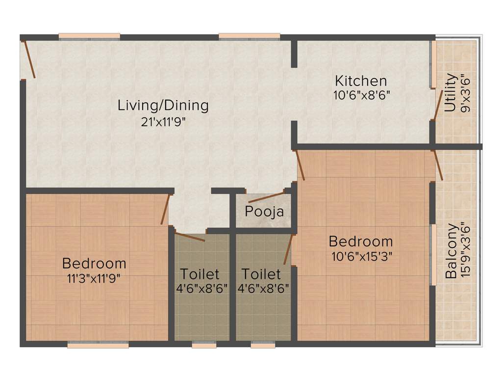 Shivaganga Infra Enfield 2BHK+2T (1,105 sq ft) Pooja Room