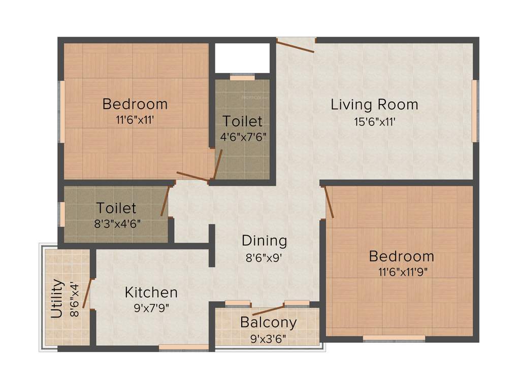 Shivaganga Infra Enfield 2BHK+2T (1,020 sq ft)