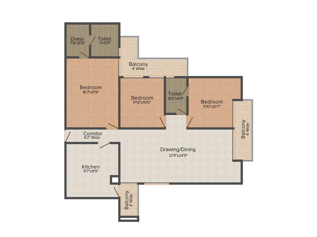 Swastik Builders Varanasi Magnolia 3BHK+2T (1,672 sq ft)