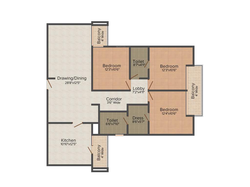 Swastik Builders Varanasi Magnolia 3BHK+2T (1,616 sq ft)