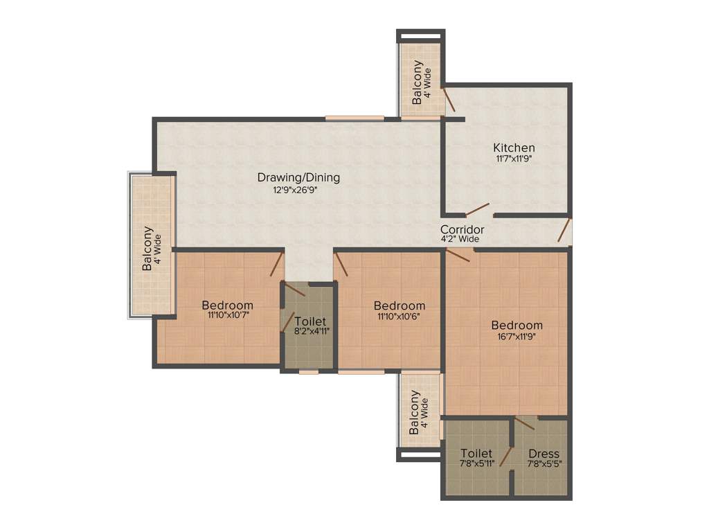 Swastik Builders Varanasi Magnolia 3BHK+2T (1,604 sq ft)