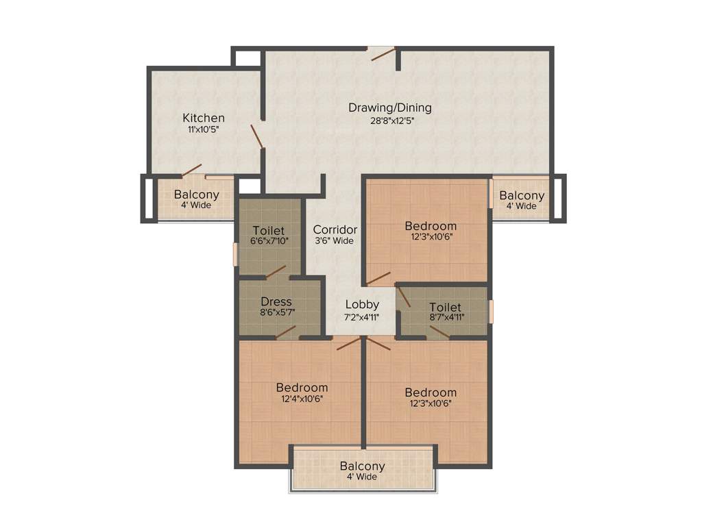 Swastik Builders Varanasi Magnolia 3BHK+2T (1,587 sq ft)