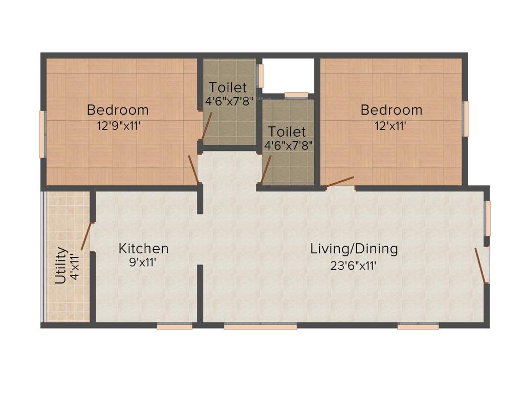 Prabhavathi Lotus 2 (2BHK+2T (1,025 sq ft) 1025 sq ft)