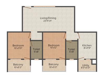 IN Espana (2BHK+2T (1,255 sq ft) 1255 sq ft)