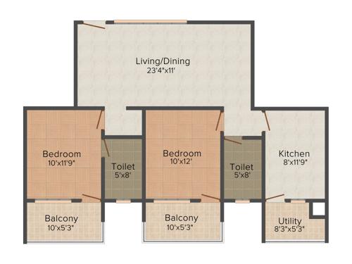 IN Espana (2BHK+2T (1,255 sq ft) 1255 sq ft)