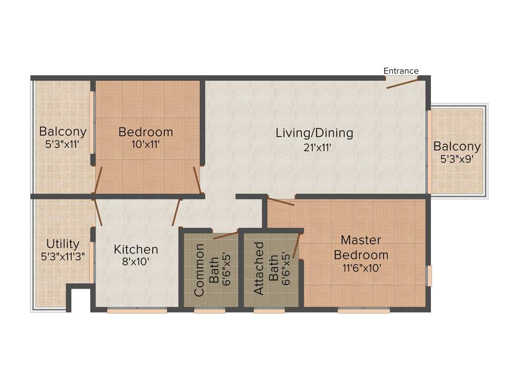 IN Espana (2BHK+2T (1,160 sq ft) 1160 sq ft)