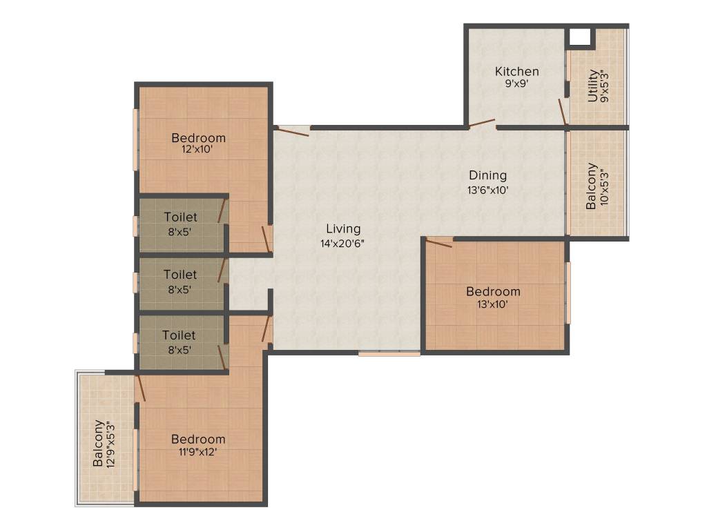 IN Espana (3BHK+3T (1,785 sq ft) 1785 sq ft)