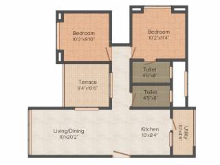 Skyi Iris (2BHK+2T (1,009 sq ft) 1009 sq ft)