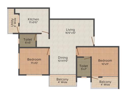 IN Elan (2BHK+2T (1,175 sq ft) 1175 sq ft)