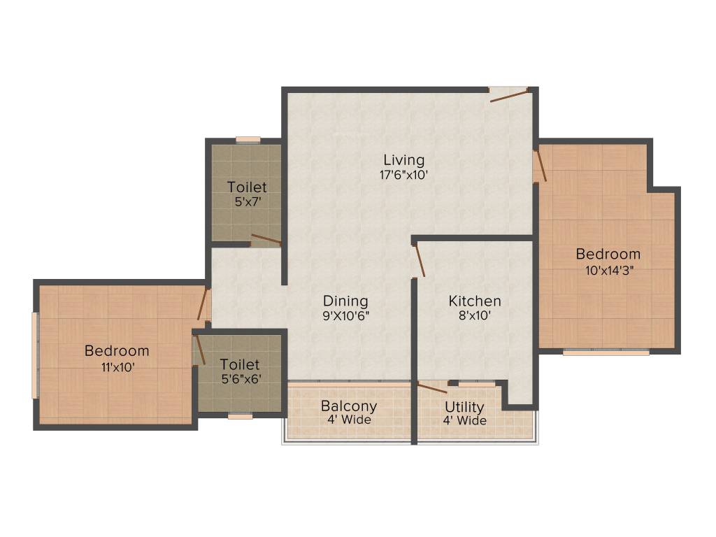 IN Elan (2BHK+2T (1,100 sq ft) 1100 sq ft)