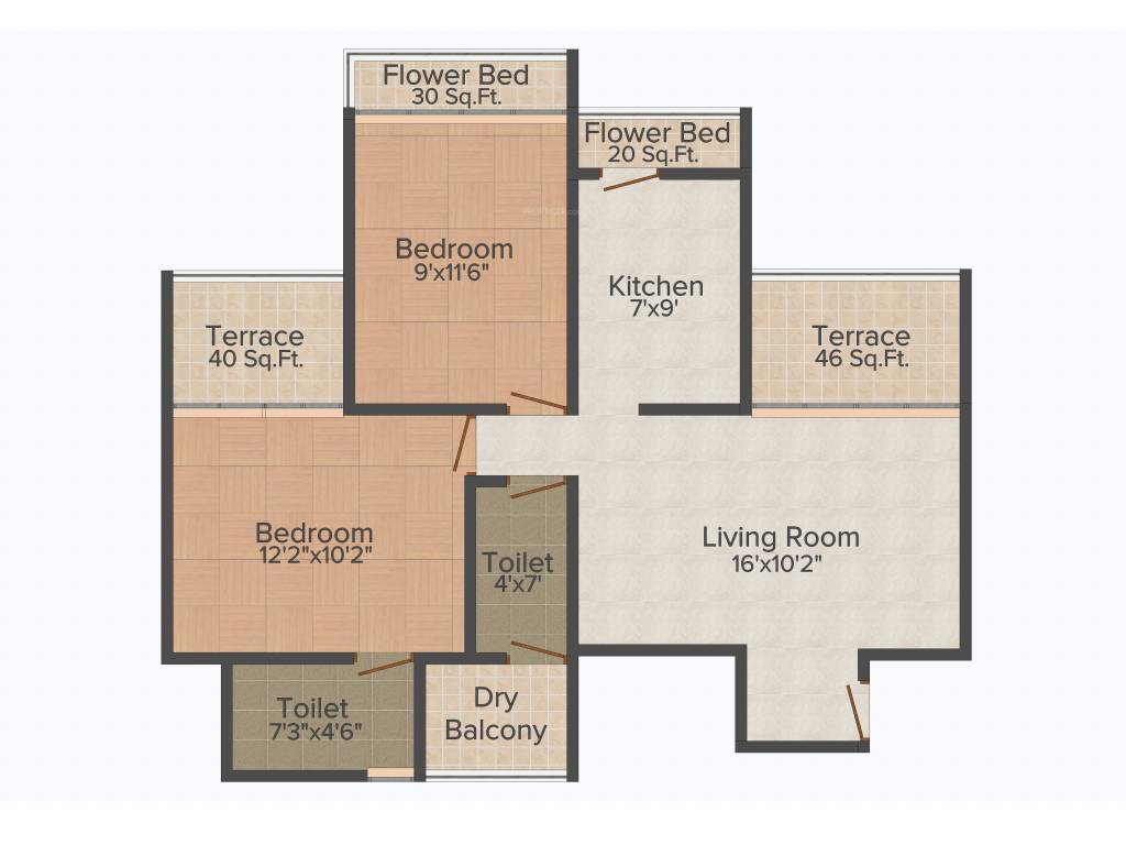 Sky Integreat Radhekrishna (2BHK+2T (1,065 sq ft) 1065 sq ft)