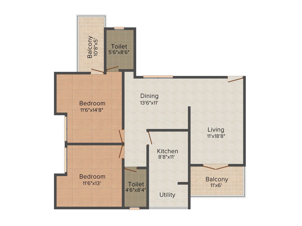 Presidency Flora (2BHK+2T (1,420 sq ft) 1420 sq ft)