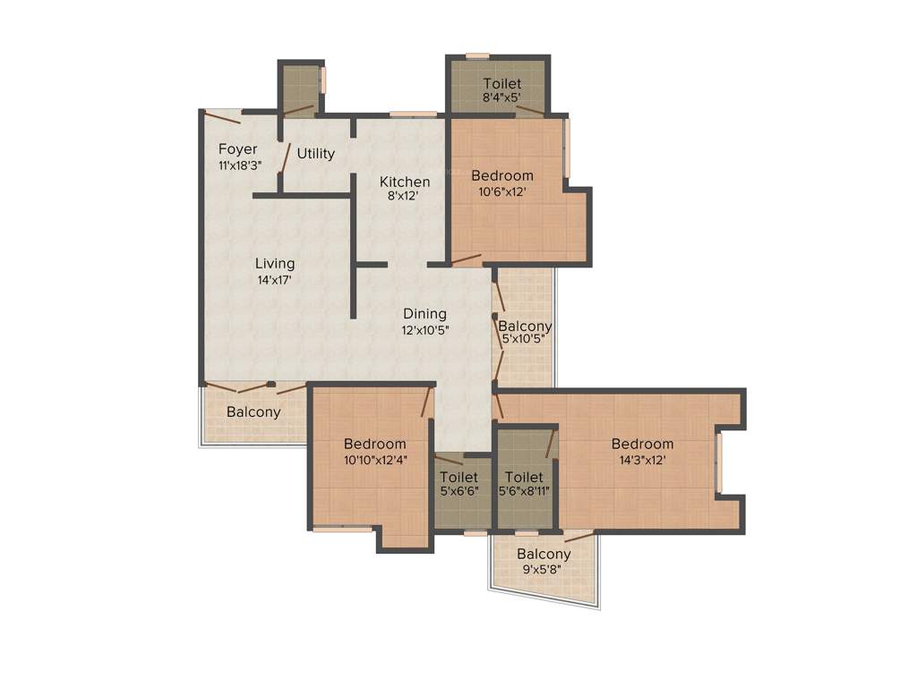 Presidency Flora (3BHK+3T (1,850 sq ft) 1850 sq ft)