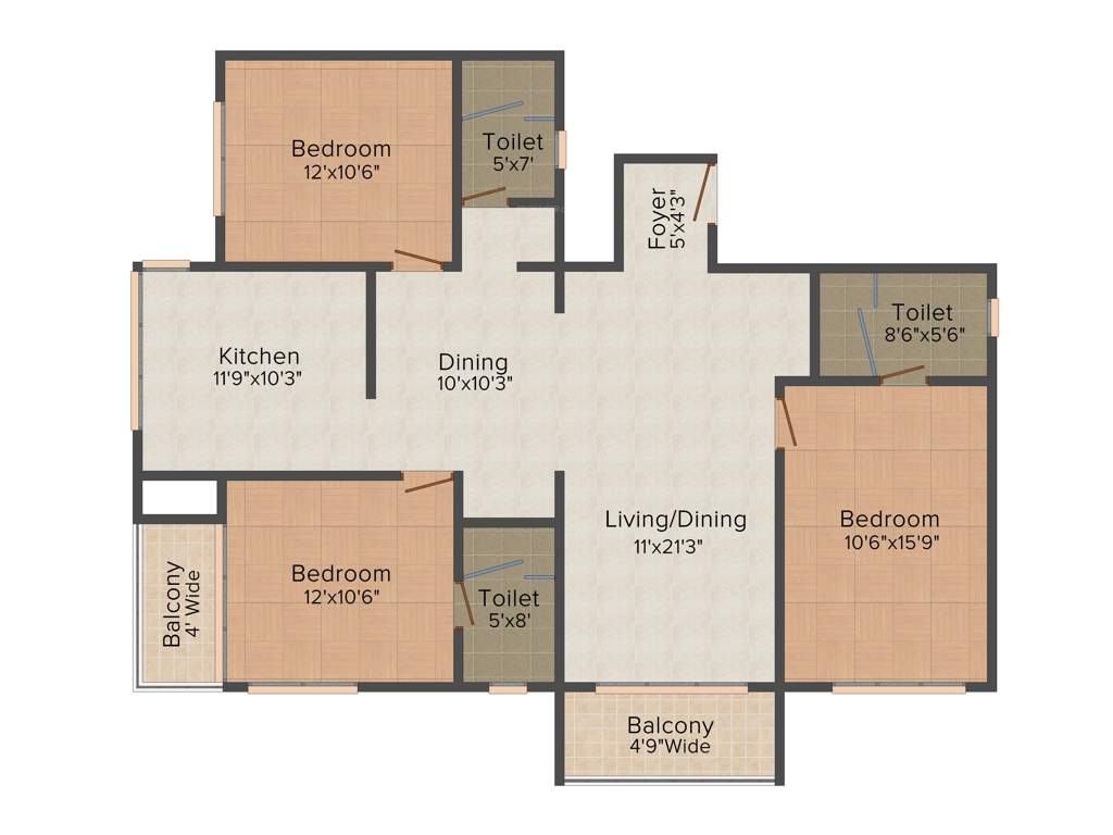 IN Estoria (3BHK+3T (1,560 sq ft) 1560 sq ft)