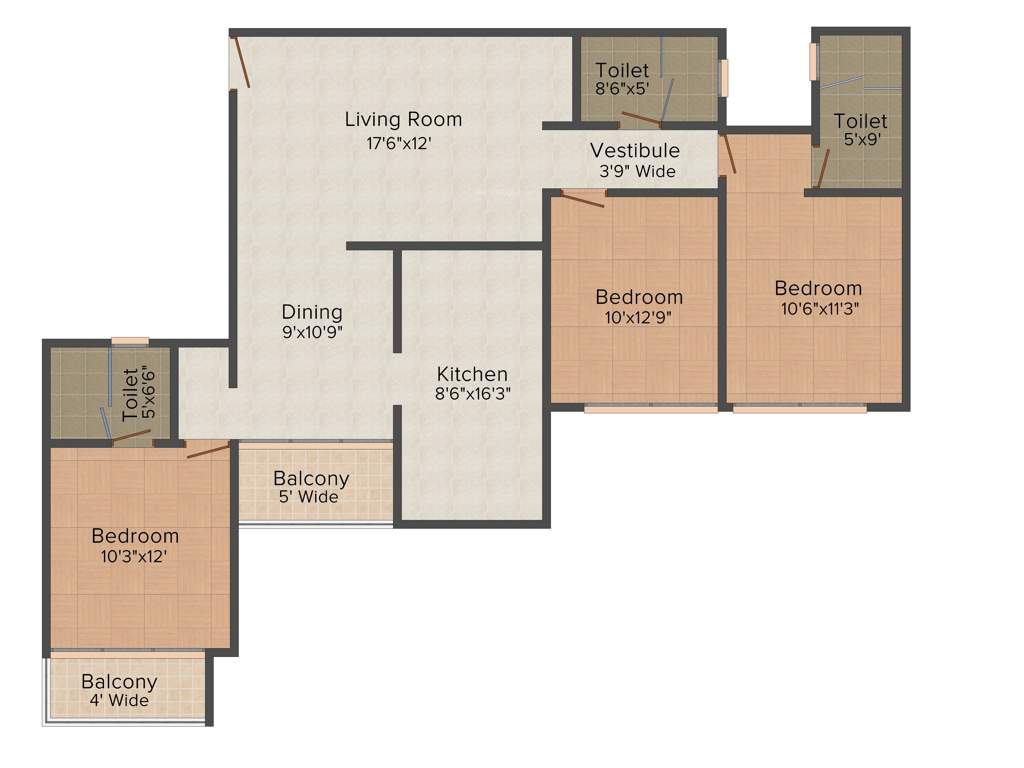 IN Estoria (3BHK+3T (1,530 sq ft) 1530 sq ft)