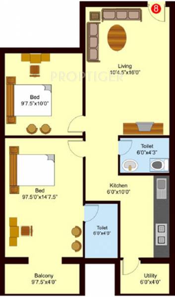 Sree Daksha Adyant (2BHK+2T (915 sq ft) 915 sq ft) Sree Daksha Adyant (2BHK+2T (915 sq ft) 915 sq ft)