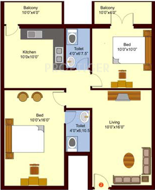 Sree Daksha Adyant (2BHK+2T (997 sq ft) 997 sq ft)