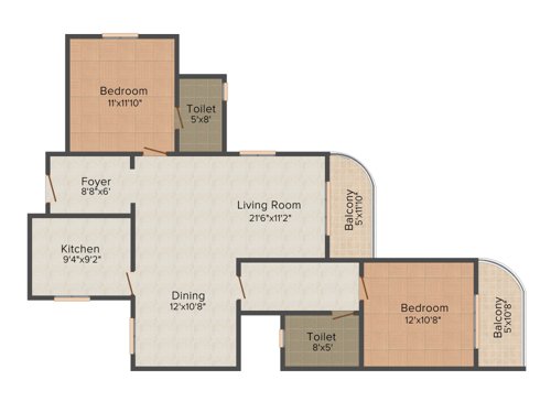 Presidency Viva (2BHK+2T (1,325 sq ft) 1325 sq ft)