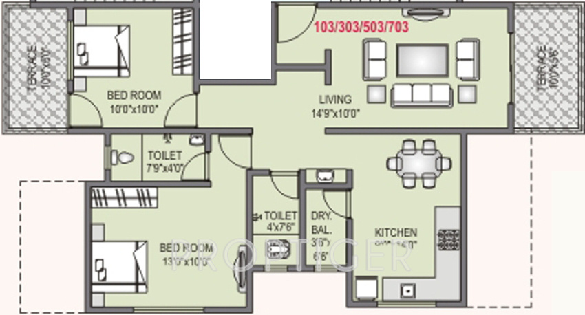 RK Lunkad Housing Company Punya Bhumi (2BHK+2T (812 sq ft) 812 sq ft)