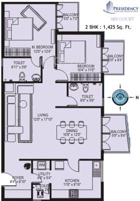 Presidency Sky Court (2BHK+2T (1,425 sq ft) 1425 sq ft)