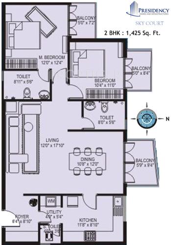 Presidency Sky Court (2BHK+2T (1,425 sq ft) 1425 sq ft)