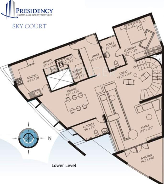Presidency Sky Court (3BHK+5T (3,115 sq ft) + Study Room 3115 sq ft)