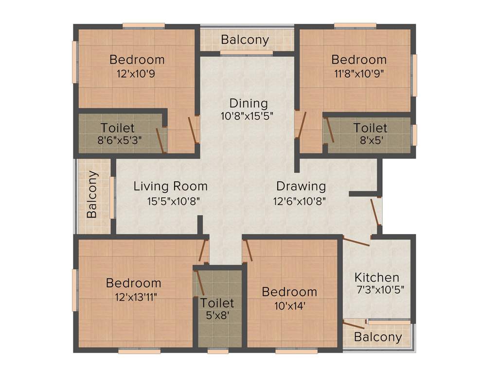 Creative Aura By The Lake (4BHK+3T (1,985 sq ft) 1985 sq ft)