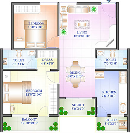 Sowparnika Purple Rose (2BHK+2T (1,023 sq ft) 1023 sq ft) Sowparnika Purple Rose (2BHK+2T (1,023 sq ft) 1023 sq ft)