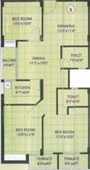 Floor Plan (3BHK+2T (1,205 sq ft) 1205 sq ft) Vasundhara Homes Lush County Floor Plan (3BHK+2T (1,205 sq ft) 1205 sq ft)