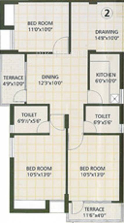 Floor Plan (3BHK+2T (1,310 sq ft) 1310 sq ft) Vasundhara Homes Lush County Floor Plan (3BHK+2T (1,310 sq ft) 1310 sq ft)