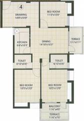 Floor Plan (3BHK+2T (1,400 sq ft) 1400 sq ft) Vasundhara Homes Lush County Floor Plan (3BHK+2T (1,400 sq ft) 1400 sq ft)