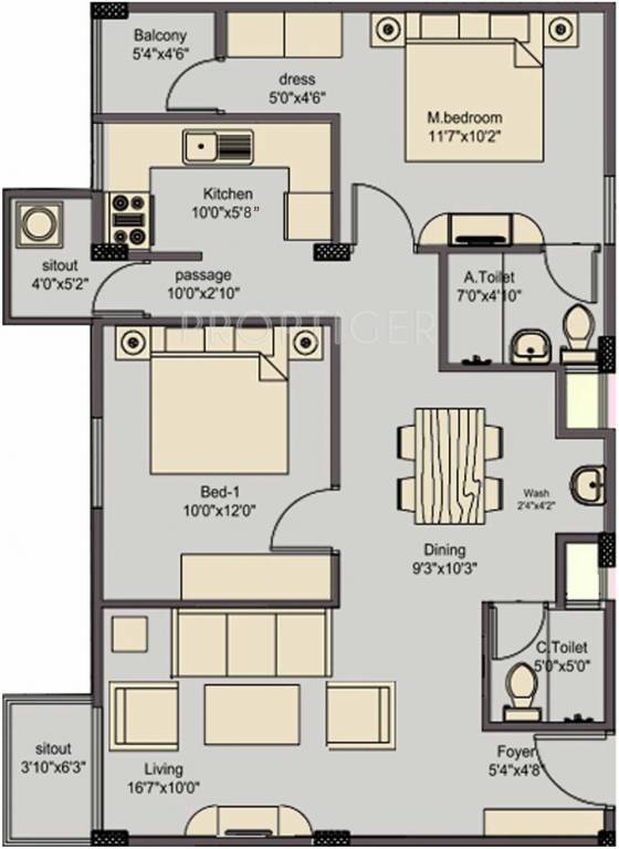 CoEvolve Elvira (2BHK+2T (1,089 sq ft) 1089 sq ft)