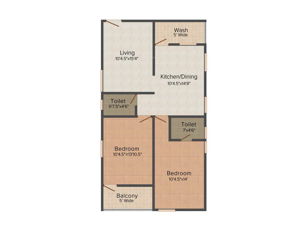 Krupa Lake Ridge (2BHK+2T (1,110 sq ft) 1110 sq ft)