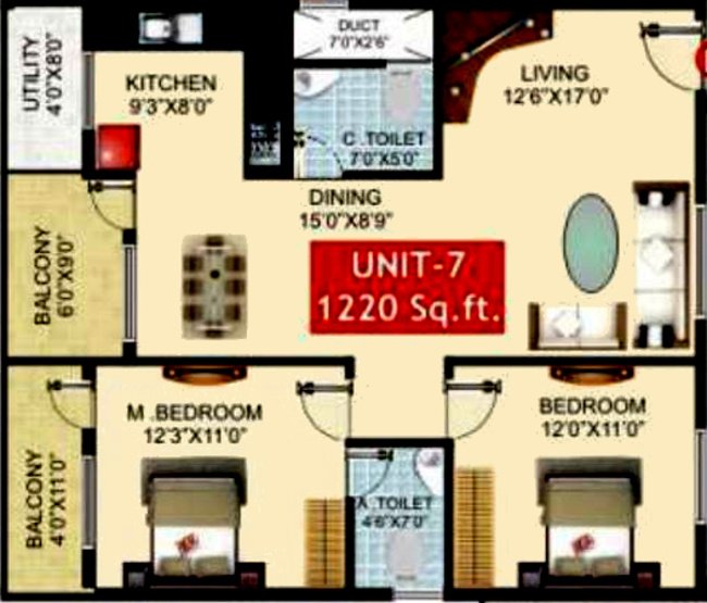 Avani Hills (2BHK+2T (1,220 sq ft) 1220 sq ft)