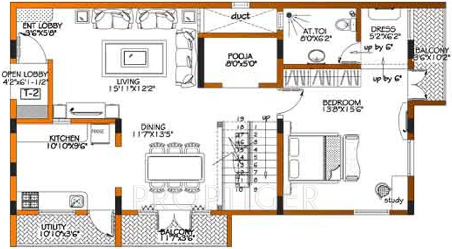 Habitat Orchid Lower Level Duplex Plan (4BHK+4T (2,560 sq ft)   Pooja Room 2560 sq ft)