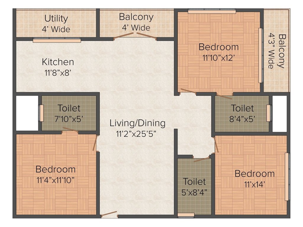 Northgate Thousand Lights (3BHK+3T (1,443 sq ft) 1443 sq ft)